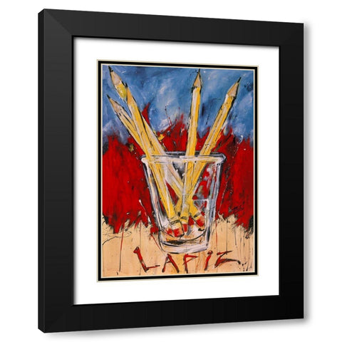 Lapiz Black Modern Wood Framed Art Print with Double Matting by Wiley, Marta