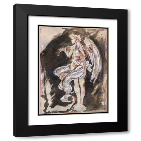 Classical Angel Drawing Black Modern Wood Framed Art Print with Double Matting by Wiley, Marta