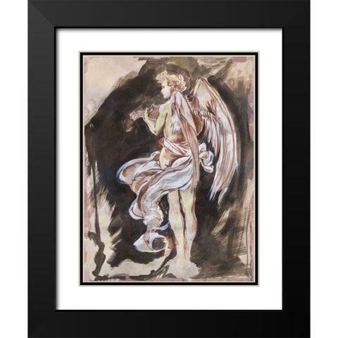 Classical Angel Drawing Black Modern Wood Framed Art Print with Double Matting by Wiley, Marta