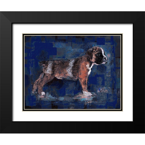 Blue Pup Black Modern Wood Framed Art Print with Double Matting by Wiley, Marta