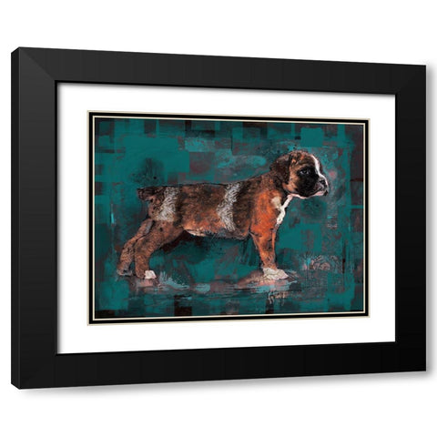 Teal Pup Black Modern Wood Framed Art Print with Double Matting by Wiley, Marta