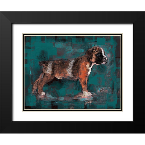 Teal Pup Black Modern Wood Framed Art Print with Double Matting by Wiley, Marta