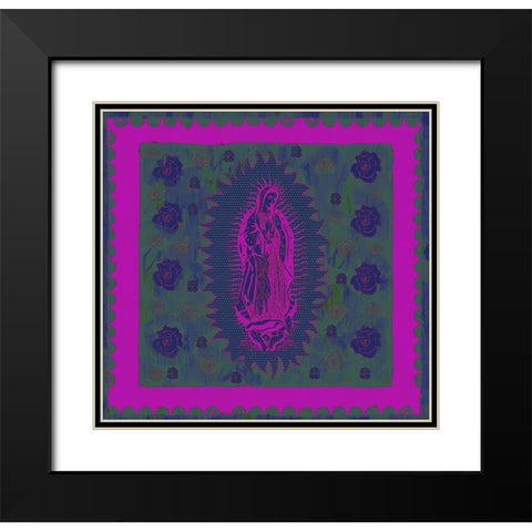 Virgin Mary Pink and Purple Black Modern Wood Framed Art Print with Double Matting by Wiley, Marta