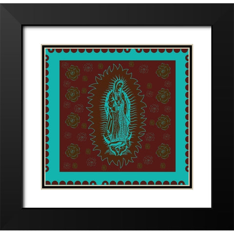 Virgin Mary Teal and Brown Black Modern Wood Framed Art Print with Double Matting by Wiley, Marta