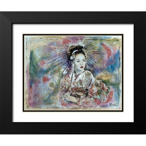 Geisha- Light Black Modern Wood Framed Art Print with Double Matting by Wiley, Marta