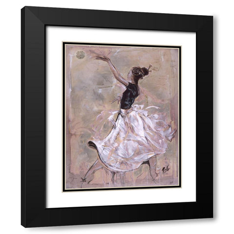 Dancer On Linen- Light Black Modern Wood Framed Art Print with Double Matting by Wiley, Marta