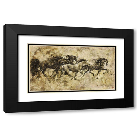 Horses Running I Black Modern Wood Framed Art Print with Double Matting by Wiley, Marta
