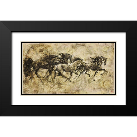 Horses Running I Black Modern Wood Framed Art Print with Double Matting by Wiley, Marta