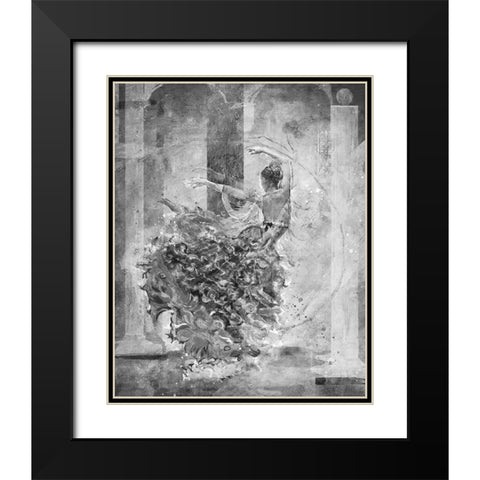 Temple Dancer BAndW Black Modern Wood Framed Art Print with Double Matting by Figurative