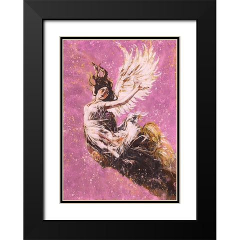 Pink Angel Falling II Black Modern Wood Framed Art Print with Double Matting by Wiley, Marta
