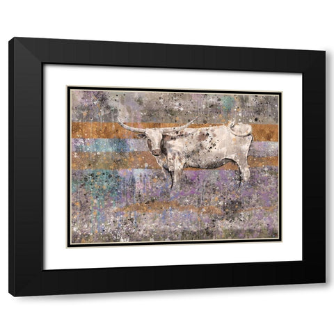 White Longhorn II Black Modern Wood Framed Art Print with Double Matting by Wiley, Marta