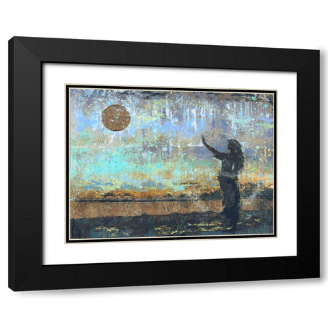 Sun Salutation Blue Black Modern Wood Framed Art Print with Double Matting by Wiley, Marta