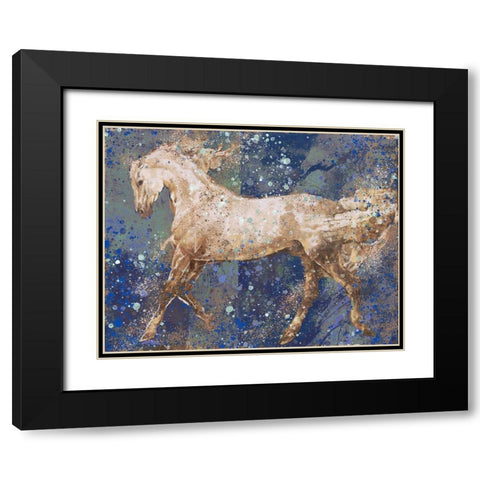 Fibonacci Blue Horse Black Modern Wood Framed Art Print with Double Matting by Wiley, Marta