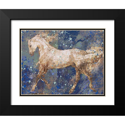 Fibonacci Blue Horse Black Modern Wood Framed Art Print with Double Matting by Wiley, Marta