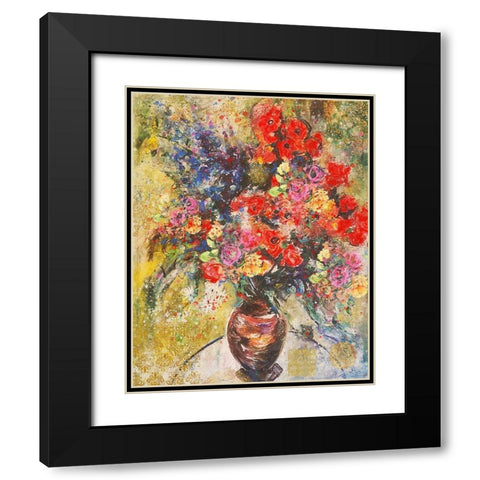 Red And Organge Floral Black Modern Wood Framed Art Print with Double Matting by Wiley, Marta