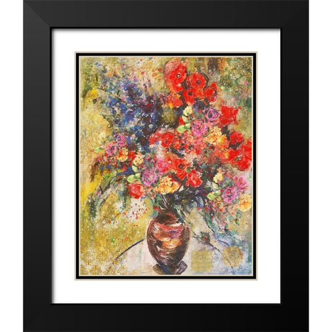 Red And Organge Floral Black Modern Wood Framed Art Print with Double Matting by Wiley, Marta