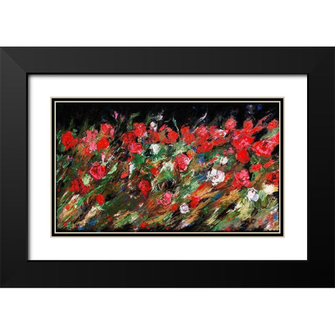 Red Rose Floral Black Modern Wood Framed Art Print with Double Matting by Wiley, Marta