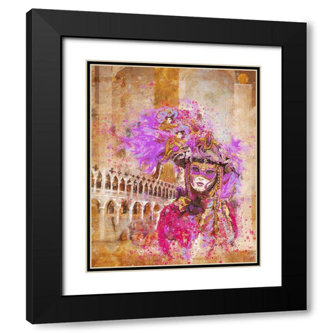 Venice Feather Hat Black Modern Wood Framed Art Print with Double Matting by Wiley, Marta
