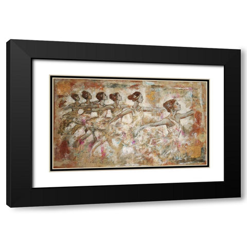 Ballerinas Golden Black Modern Wood Framed Art Print with Double Matting by Wiley, Marta