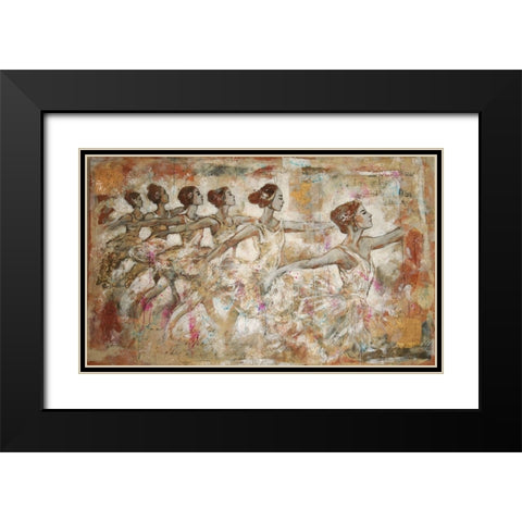 Ballerinas Golden Black Modern Wood Framed Art Print with Double Matting by Wiley, Marta
