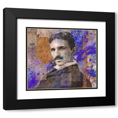 Tesla Blue Black Modern Wood Framed Art Print with Double Matting by Wiley, Marta