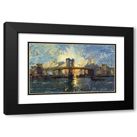 Brooklyn Bridge Horizontal I Black Modern Wood Framed Art Print with Double Matting by Wiley, Marta