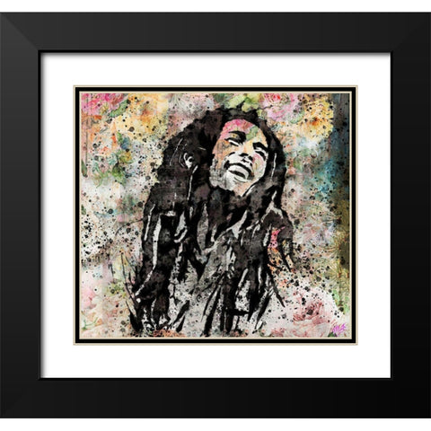 Bob Marley I Black Modern Wood Framed Art Print with Double Matting by Wiley, Marta