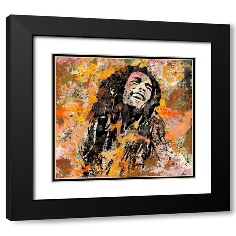 Bob Marley II Black Modern Wood Framed Art Print with Double Matting by Wiley, Marta
