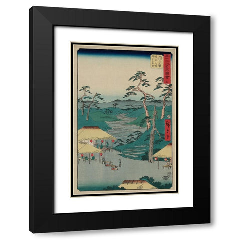 Hodogaya, 1855 Black Modern Wood Framed Art Print with Double Matting by Hiroshige, Ando