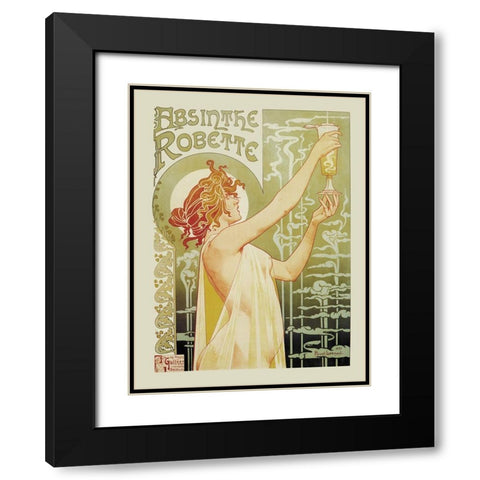 Absinthe Rebette Black Modern Wood Framed Art Print with Double Matting by Livemont, Privat