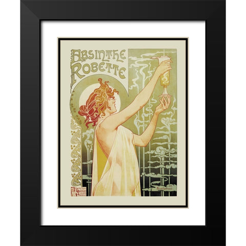 Absinthe Rebette Black Modern Wood Framed Art Print with Double Matting by Livemont, Privat