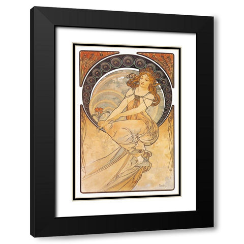 Painting Black Modern Wood Framed Art Print with Double Matting by Mucha, Alphonse
