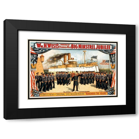Remember the Maine, 1898 Black Modern Wood Framed Art Print with Double Matting by Strobridge