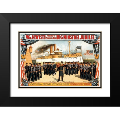 Remember the Maine, 1898 Black Modern Wood Framed Art Print with Double Matting by Strobridge