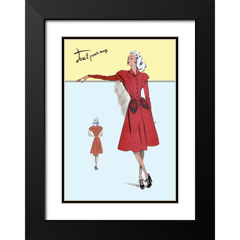 Casual Dress in Red, 1947 Black Modern Wood Framed Art Print with Double Matting by Unknown