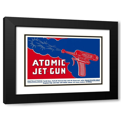 Atomic Jet-Gun Black Modern Wood Framed Art Print with Double Matting by Retrogun