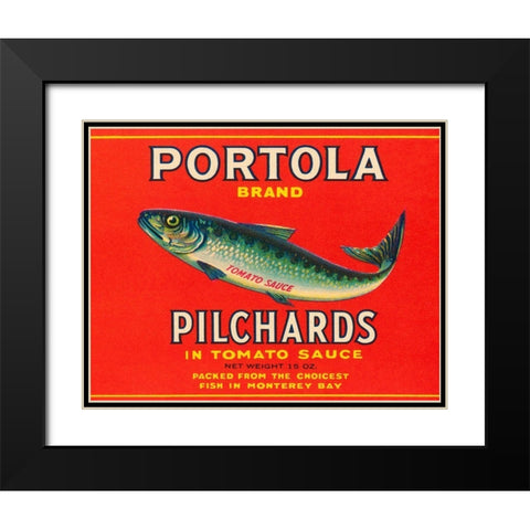 Portola Brand Pilchards Black Modern Wood Framed Art Print with Double Matting by Retrolabel
