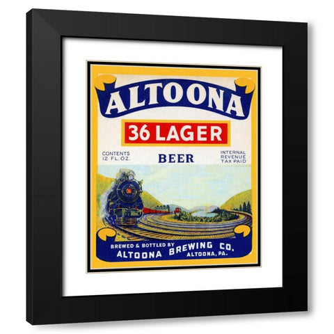 Altoona 36 Lager Beer Black Modern Wood Framed Art Print with Double Matting by Vintage Booze Labels