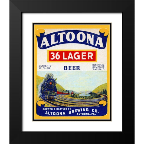 Altoona 36 Lager Beer Black Modern Wood Framed Art Print with Double Matting by Vintage Booze Labels