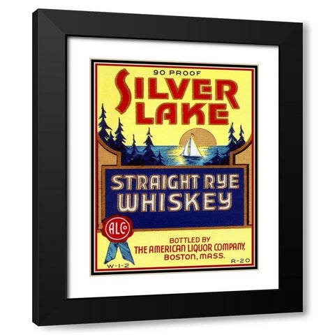 Silver Lake Straight Rye Whiskey Black Modern Wood Framed Art Print with Double Matting by Vintage Booze Labels