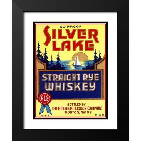 Silver Lake Straight Rye Whiskey Black Modern Wood Framed Art Print with Double Matting by Vintage Booze Labels