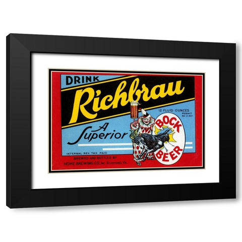 Drink Richbrau Bock Beer Black Modern Wood Framed Art Print with Double Matting by Vintage Booze Labels