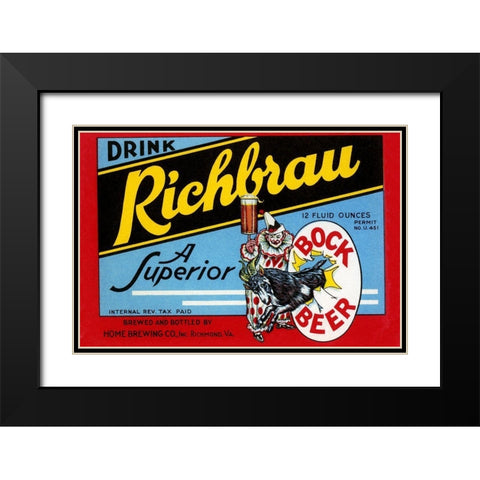 Drink Richbrau Bock Beer Black Modern Wood Framed Art Print with Double Matting by Vintage Booze Labels