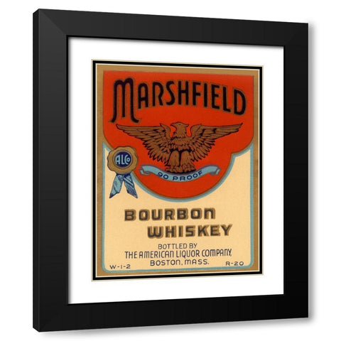 Marshfield Bourbon Whiskey Black Modern Wood Framed Art Print with Double Matting by Vintage Booze Labels