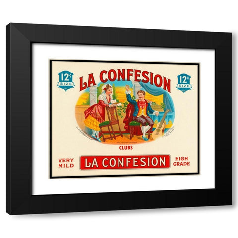 La Confession Cigars Black Modern Wood Framed Art Print with Double Matting by Vintage Booze Labels