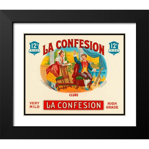 La Confession Cigars Black Modern Wood Framed Art Print with Double Matting by Vintage Booze Labels