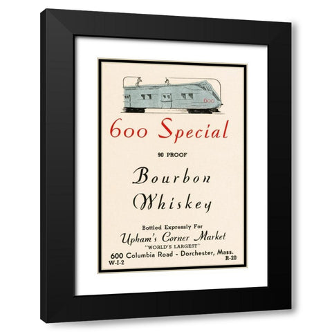 600 Special Bourbon Whiskey Black Modern Wood Framed Art Print with Double Matting by Vintage Booze Labels