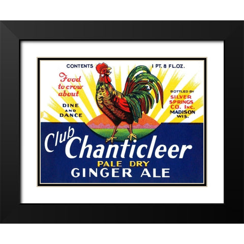 Club Chanticleer Pale Dry Ginger Ale Black Modern Wood Framed Art Print with Double Matting by Vintage Booze Labels