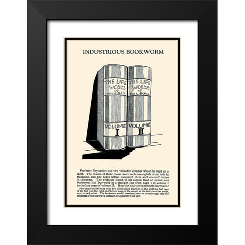 Industrious Bookworm Black Modern Wood Framed Art Print with Double Matting by Retromagic