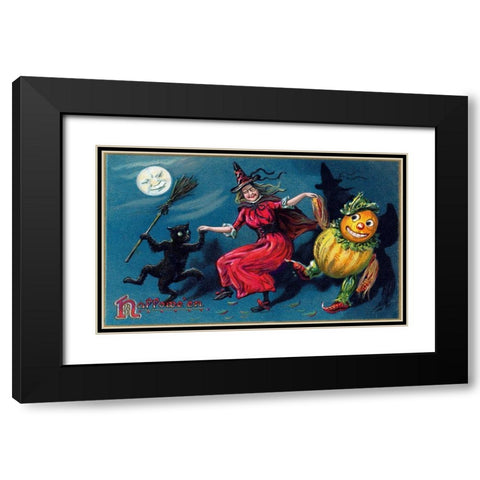Halloween Black Modern Wood Framed Art Print with Double Matting by Halloween